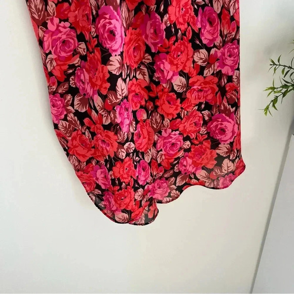 VTG Cinema Etoile Dark Floral Nightgown Semi Sheer Nightie Slip Dress sz Medium - Picture 8 of 12